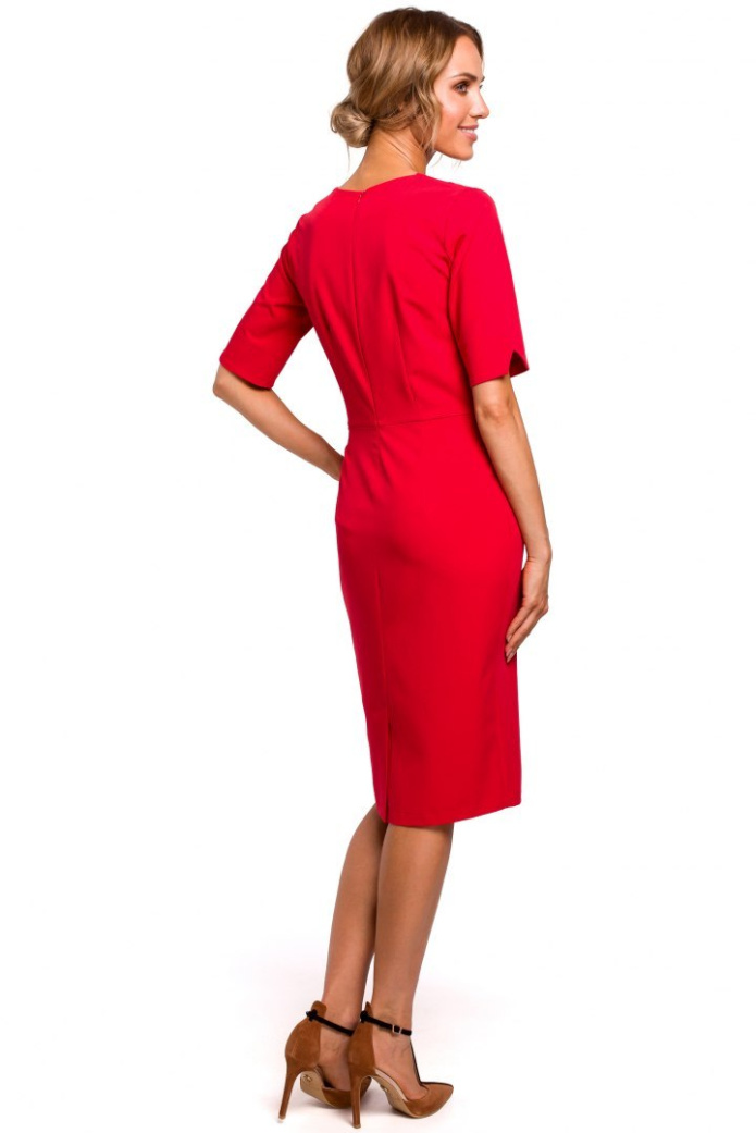Sukienka Midi - Ołówkowa - czerwona